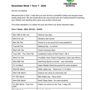 Omarama School Newsletter - Term 1 Week 1 2024