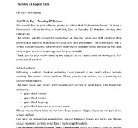 Staff Only Day &ndash; Tuesday 27 October, School Uniforms & Science Road Show