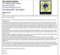 Mt Biggs Newsletter - Week 1 Term 1 2024